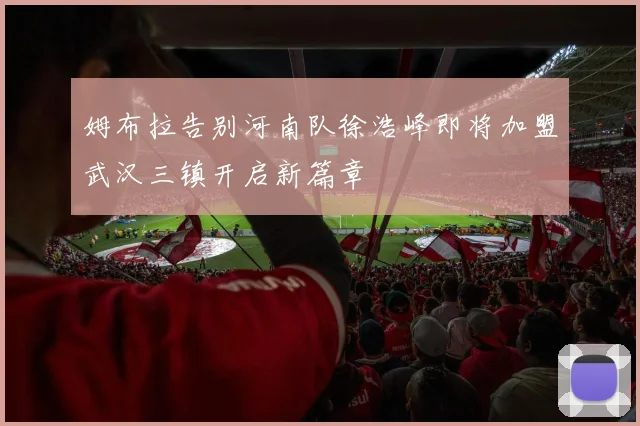姆布拉告别河南队徐浩峰即将加盟武汉三镇开启新篇章